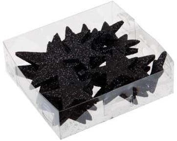 [A-024661] Glittersterren  24 glitterstars zwart 35/45/55/65 mm