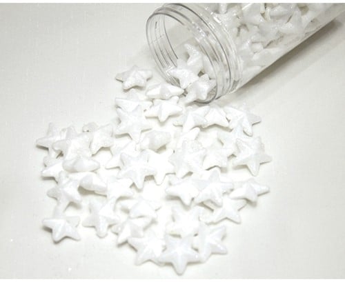 [A-024991] Glittersterren Wit ca. 20 mm doosje 48 stuks