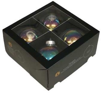 [A-026076] Glasballen Grote Kerstballen van Glas in Clear Pearl - 100mm Box van 4 Bijzondere Decoratie voor Kerst, ook leuk om te vullen