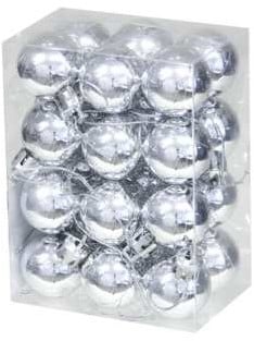 [A-027028] Kerstballen kunststof onbreekbaar Zilver glanzend 3 cm 24 stuks