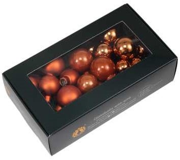 [A-027046] Kerstballen glas Mandarin 20 25 30 mm 6 bundels van 6 = 36 stuks