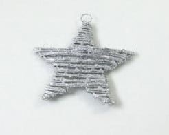 [A-006746] Ster Zilverglitter plat hanger 20 cm