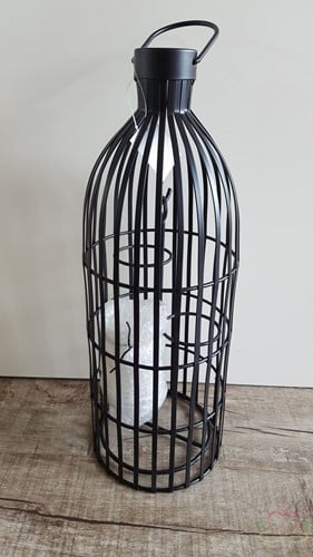 [A-012331] Vogelkooi Medium met 3 glaasjes Zwart 60 cm
