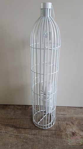 [A-012360] Vogelkooi Large met 5 glaasjes Wit 90 cm