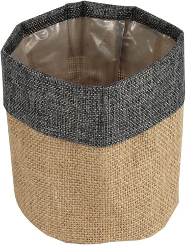 [A-022574] Bloemenpot Facile jute met folie grijs Ø13xH13 cm