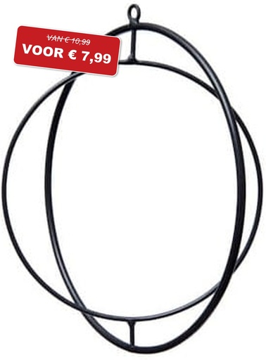 [A-023098] Metalen Frame Ring in ring movable Zwart 40 cm