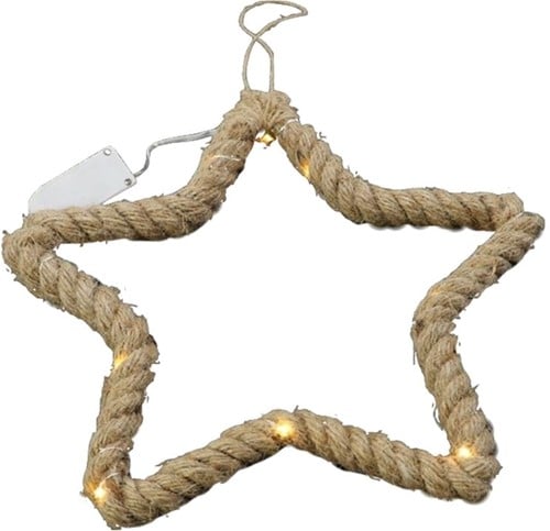 [A-023389] Ster Manilla met touw en LED 35 cm timer
