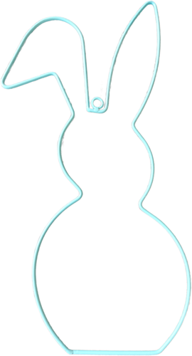 [A-025352] Metalen Frame Haas hangend oor hanger Turquoise 29 cm