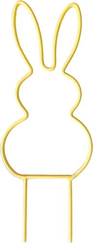 [A-025385] Metalen Frame Haas staand oor op steker Geel 15 cm