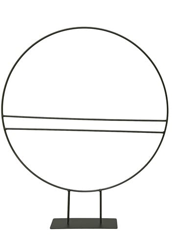 [A-025578] Metalen frame Ring met horizontale spijlen Zwart 50 cm op voet
