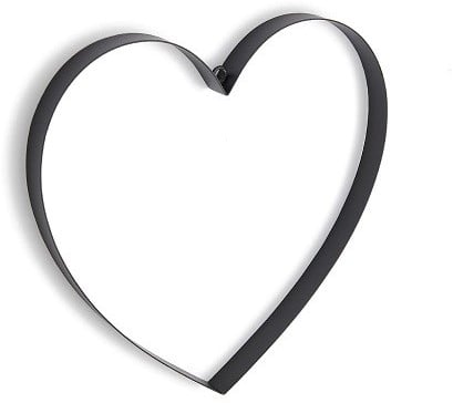 [A-025685] Metalen frame Hart plat Zwart 30x2,5 cm