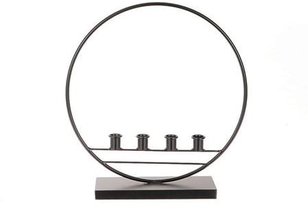 [A-027062] Metalen frame Kandelaar Kertas Zwart L38xB11xH41 cm 4 kaarsenhouders