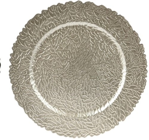 [A-027105] Onderbord Barok Rond Zilver 33 cm
