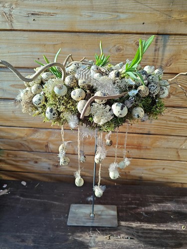 [A-027111] Metalen frame Bloemstukhouder hoge standaard met plaat 20x10x50 cm