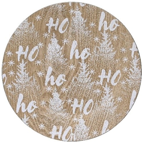 [A-027142] Onderbord Houtlook Rond Wit Winter Ho ho ho