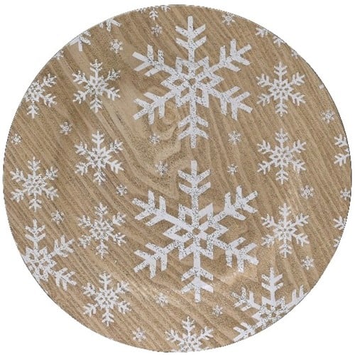 [A-027157] Onderbord Houtlook Rond Wit Winter Sneeuwvlokken Snowflake