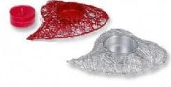 [A-007005] Waxinelichthouder Theelichthouder draad Hart Zilver per stuk