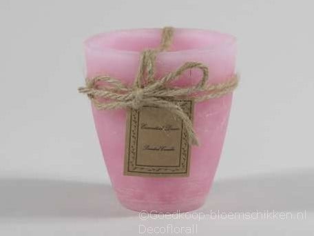 [A-015079] Tuinkaars Garden Candle Smal Rustiek 24 uur Roze 80x90 mm