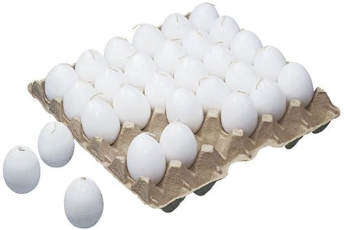 [A-015143] Eikaars Eierkaarsen Wit 60x45 mm per stuk