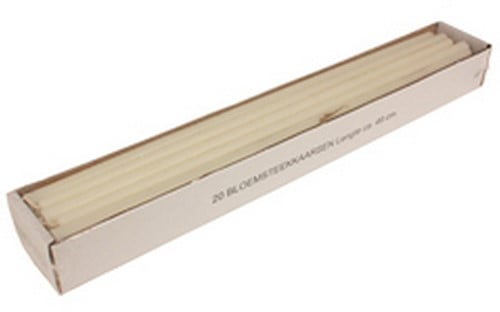 [A-016612] Bloemsteekkaarsen 49 cm XXL Adventkaarsen Ivoor Dunne lange kaarsen 15mm Doos20st 
