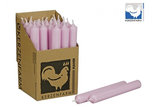 [A-019252] Staafkaarsen Doorgekleurd Pastelroze 25 stuks doos