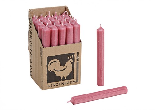 [A-019257] Staafkaarsen Doorgekleurd Oudroze Antiekroze 25 stuks doos