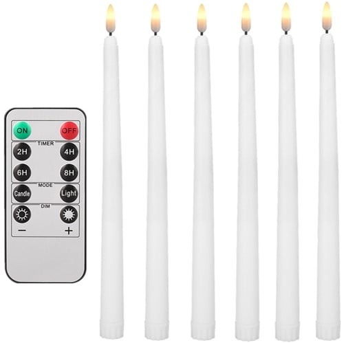 [A-024363] LED Kaarsen Ledcandle Warmwit met afstandsbediening timer Wit 6 stuks