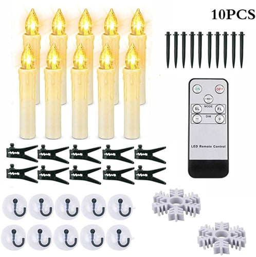 [A-024416] LED Kaarsen De Luxe Warmwit met afstandsbediening timer Ivoor 10 stuks