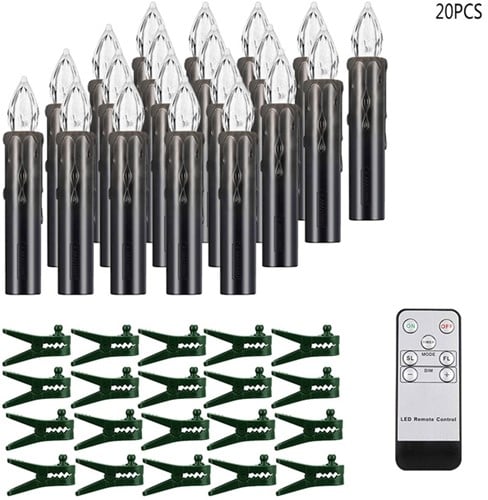 [A-024417] LED Kaarsen Warmwit met afstandsbediening timer Zwart 20 stuks