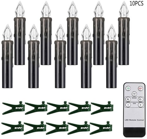 [A-024418] LED Kaarsen Warmwit met afstandsbediening timer Zwart 10 stuks