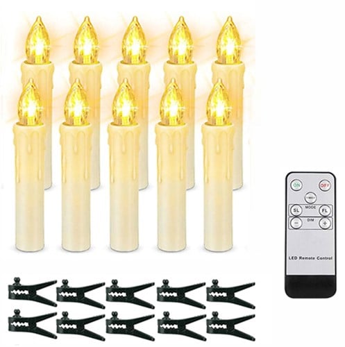[A-024419] LED Kaarsen Warmwit met afstandsbediening timer Ivoor 10 stuks