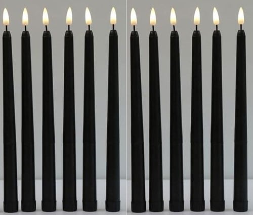 [A-024420] LED Kaarsen Ledcandle Warmwit Zwart 12 stuks