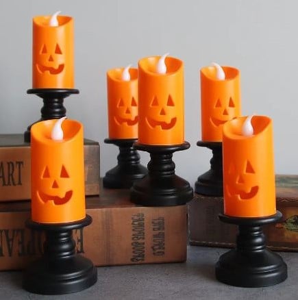 [A-024882] LED Kaars Halloween Oranje flikkerend 
