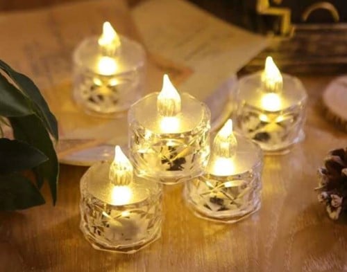[A-024895] LED Waxinelicht Theelicht IJskristal set 4 stuks incl batterijen
