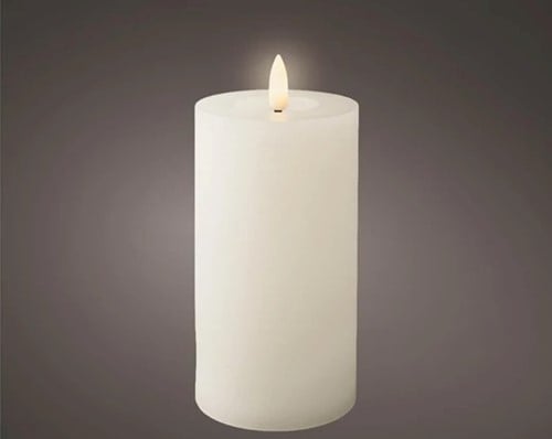 [A-025824] LEDkaars Wax Steady Binnen Lumineo Wit Warm Wit Ø7 cm H 15 cm per stuk