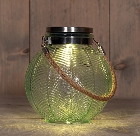[A-027490] Solar Lantern Windlicht Glas Anna's Collection 14,5x16 cm Groen per stuk