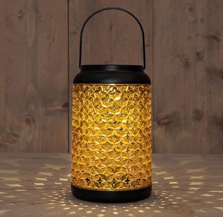 [A-027492] Solar Lantern Windlicht Amber Anna's Collection 12,5x12,5x20 cm 1 LED Warm Wit per stuk