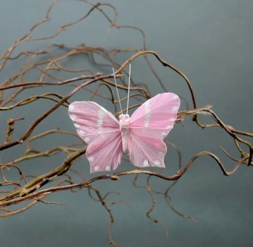 [A-017004] Vlinders Roze 7 cm pak 6 stuks