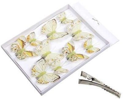 [A-025323] Vlinders Geelgroen tinten 5-8 cm pak 10 stuks