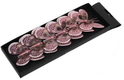 [A-027137] Vlinders Roze tinten met clip 8 cm pak 6 stuks