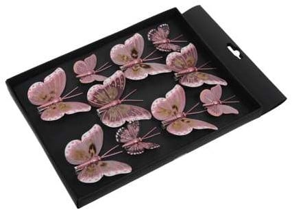 [A-027141] Vlinders Oudroze tinten 5-8 cm pak 10 stuks