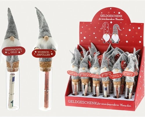 [A-024970] Reageerbuis Wensglas Santa Kerstman Glas/PET ca. 15x2 cm per stuk