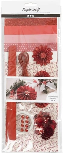 [A-023528] DIYkit Pakket Hobbyset Creatieve mix Papier knippen rood Creme