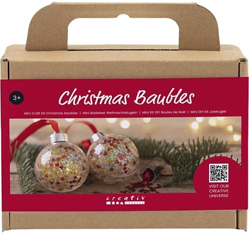 [A-024955] DIYkit Pakket Hobbyset Mini Hobbyset Kerstbal met pailletten