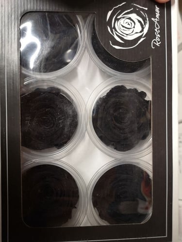 [A-013548] Geconserveerde rozen Geprepareerd Zwart L doos 6 stuks