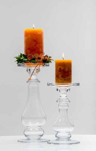 [A-013833] Shine glazen Candle Holder 21cm hoog *11,5cm breed laagste 