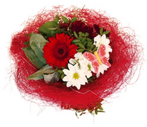 [A-022789] Boekethouder Sisal Rood excl. decoratie 30 cm