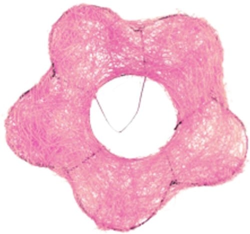 [A-024375] Boekethouder Sisal Bloemvorm Roze 15 cm