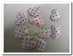 [A-004076] Padded Hearts Satin Witte Dots 5 stuks
