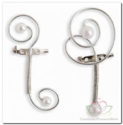 [A-004774] Pinclip de luxe met parel - 95005 1 grootste Krullint ca. 8,5 x 3,5 cm voor herencorsage